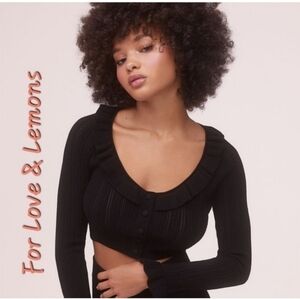 NWOT New For Love & Lemons Camille Black Knit Cardigan Top Size Small